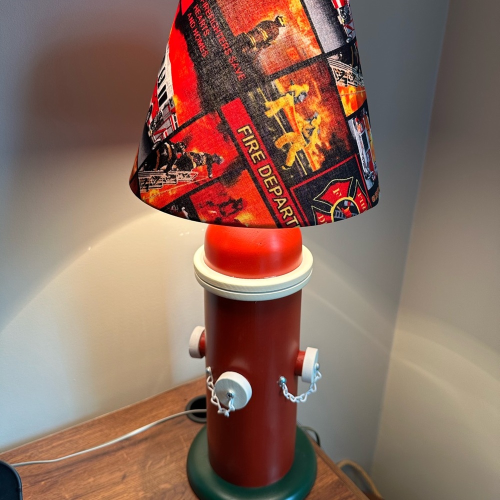 Fire Department Themed Red Lantern Lamp - Picture 3 of 7